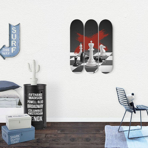 Chess Pieces Skateboard Wall Art - Longboards USA