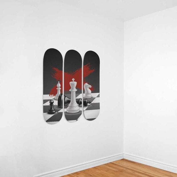 Chess Pieces Skateboard Wall Art - Longboards USA