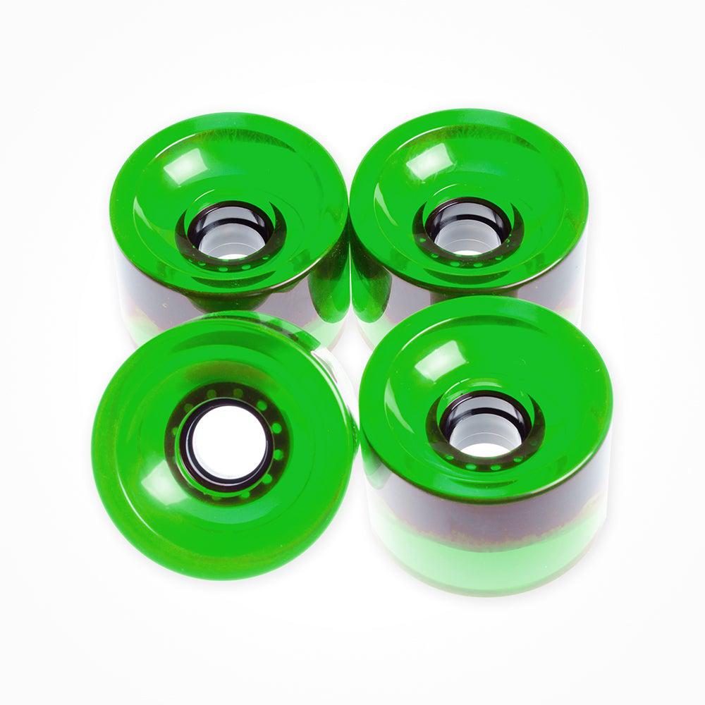 Clear Green Square Lipped Longboard Wheels 70mm x 80a - Longboards USA