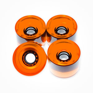 Clear Orange Square Lipped Longboard Wheels 70mm x 80a - Longboards USA
