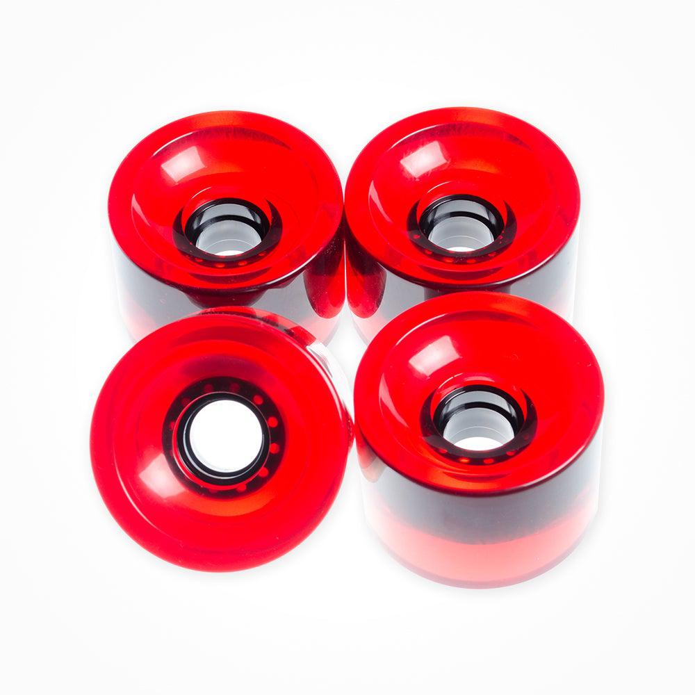 Clear Red Square Lipped Longboard Wheels 70mm x 80a - Longboards USA