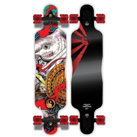 Dakuwaqa Shockweave 40" Freeride Drop Through Longboard w Shark Wheels - Longboards USA