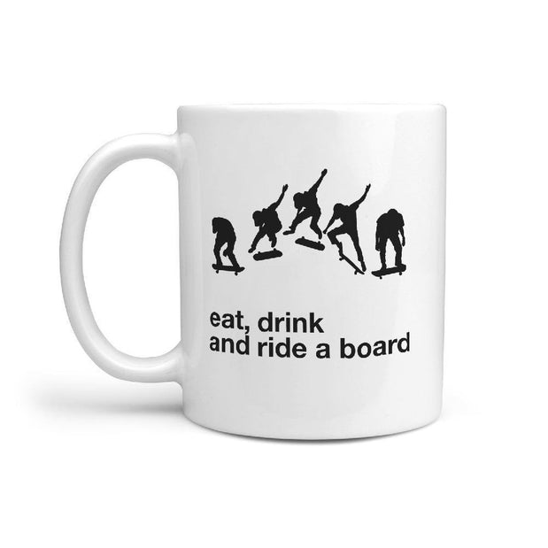 eat, drink and ride a board | skateboarding Mug - Longboards USA