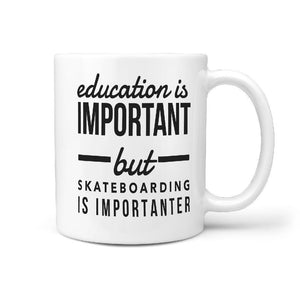 Education is important but skateboarding importanter | Funny Skateboarding Coffee Mug - Longboards USA