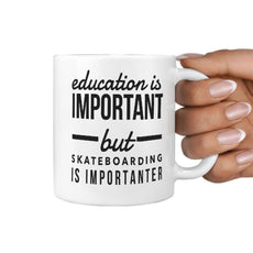 Education is important but skateboarding importanter | Funny Skateboarding Coffee Mug - Longboards USA