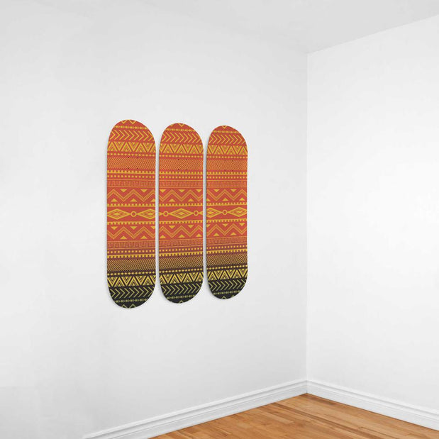 Ethnic Orange and Yellow Pattern | Skateboard Wall Art, Mural & Skate Deck Art | Home Decor - Longboards USA