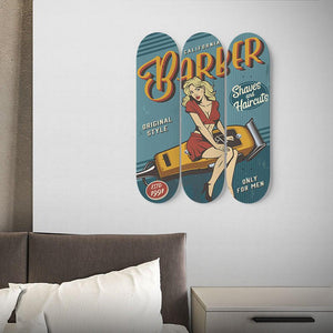 Fantastic Vintage Barber Illustration Skateboard Wall Art - Longboards USA
