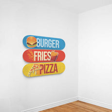 Fast food, Burguer, Fries and Pizza | Skateboard Wall Art, Mural & Skate Deck Art | Restaurant Decor | Home Decor | Wall Decor - Longboards USA