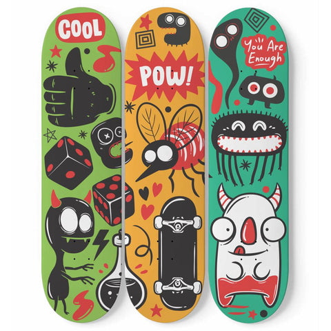 Funny Monster Hand Drawn Doodle | Skateboard Wall Art, Mural & Skate Deck Art | Home Decor | Wall Decor - Longboards USA