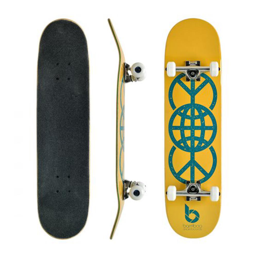Gold World Peace Graphic Bamboo Skateboard - Longboards USA