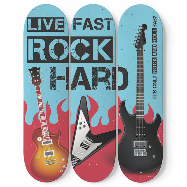 Hard Rock Blue Poster Skateboard Wall Art - Longboards USA