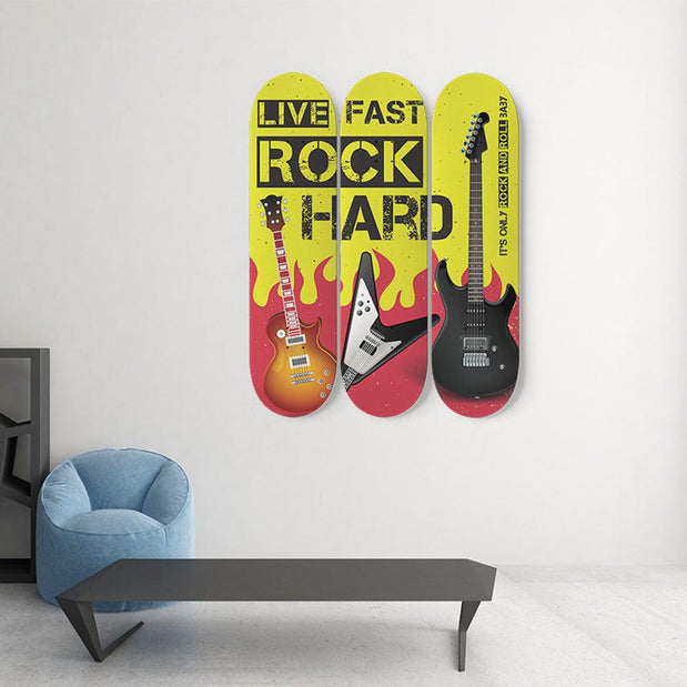 Hard Rock Yellow Poster Skateboard Wall Art - Longboards USA
