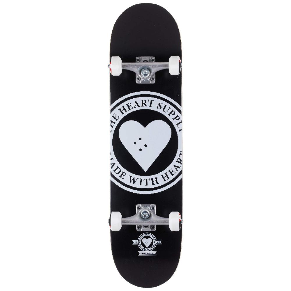 Heart Supply Badge Logo in Black 8.0" Skateboard - Longboards USA