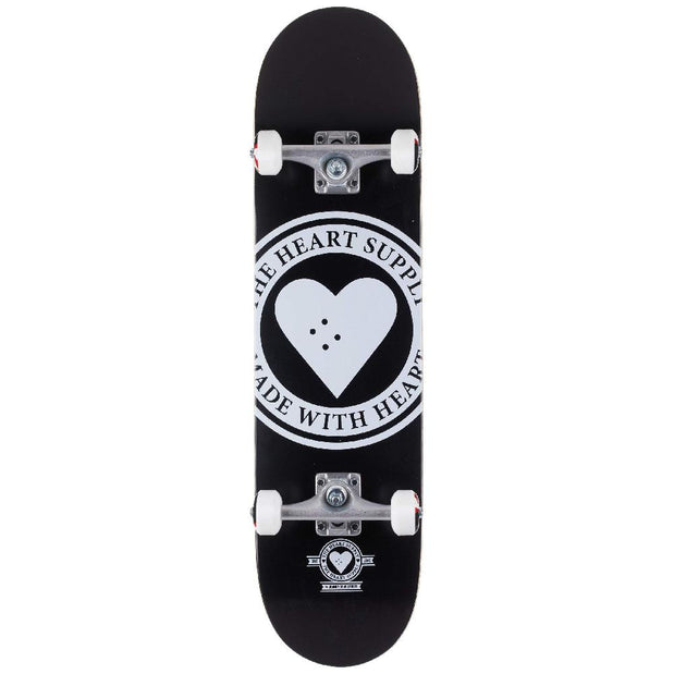 Heart Supply Badge Logo in Black 8.0" Skateboard - Longboards USA