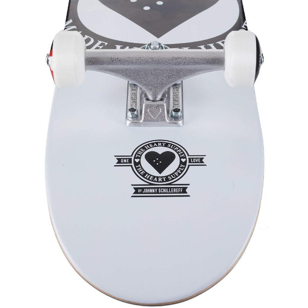 Heart Supply Badge Logo White 8.0" Skateboard - Longboards USA