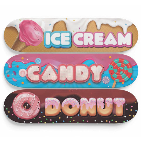 Ice Cream, Candy and Donut Skateboards | Skateboard Wall Art, Mural & Skate Deck Art | Home Decor | Ice Cream Shop Decor - Longboards USA