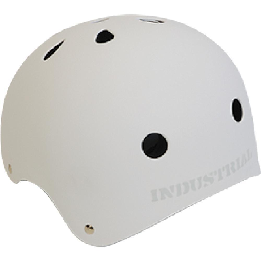 Industrial Flat White Skate Helmet - Longboard & Skateboard Riding - Impact-Resistant Hard Shell with Padded Liner - Secure Adjustable Fit
