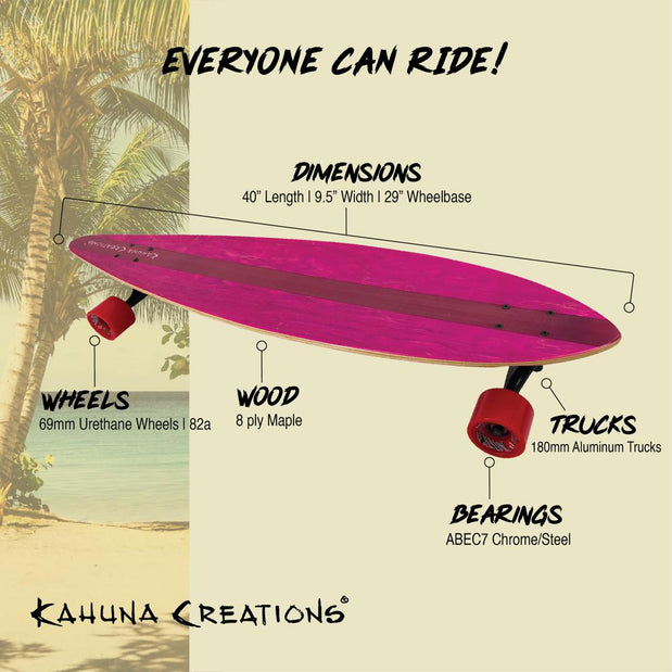 Kahuna Creations Hele Pink 40" Pintail Longboard - Longboards USA