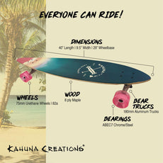 Kahuna Creations Tikehau 40" Pintail Longboard | Land Paddle Bundle - Longboards USA