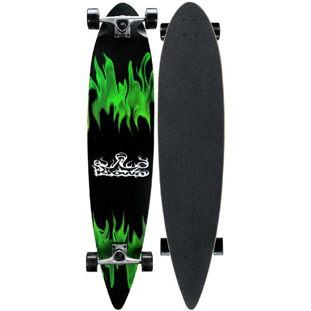 Krown - Pin Tail Green Flame - Longboards USA