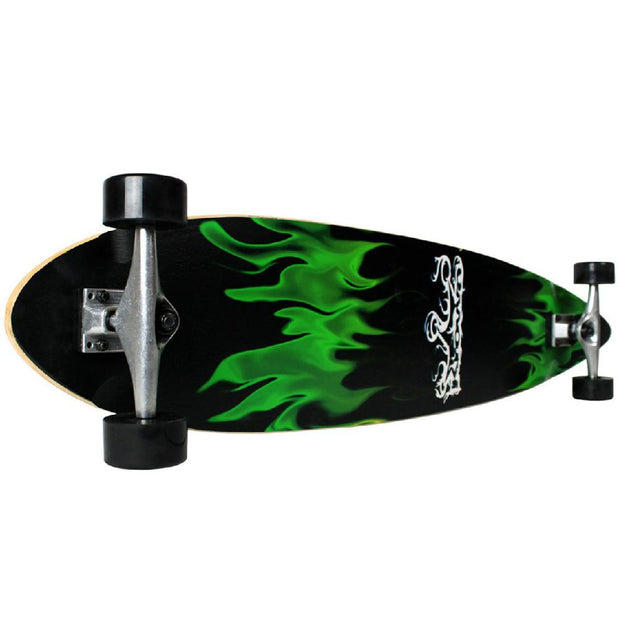 Krown - Pin Tail Green Flame - Longboards USA