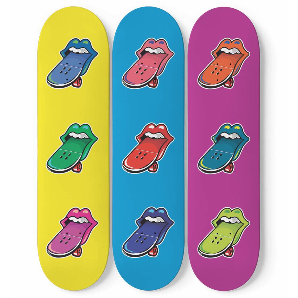 Lips and Tongue Pop Art Skateboards | Skateboard Wall Art, Mural & Skate Deck Art | Home Decor - Longboards USA