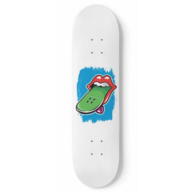 Lips and Tongue Skateboard With White Background | One Deck | Skateboard Wall Art, Mural & Skate Deck Art | Home Decor | Wall Decor - Longboards USA