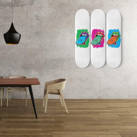 Lips and Tongue Skateboard With White Background | Skateboard Wall Art, Mural & Skate Deck Art | Home Decor | Wall Decor - Longboards USA