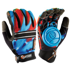 Longboard Downhill Red Blue Sliding Gloves - Blue Puck - Longboards USA
