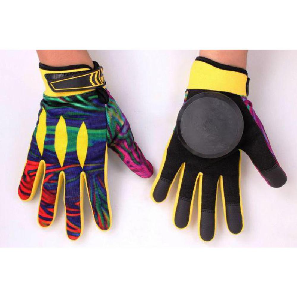 Ehlers Longboards Slide Gloves - Longboard Sliding Gloves - Downhill & Freeride Sliding - Reinforced Leather with Puck Pads