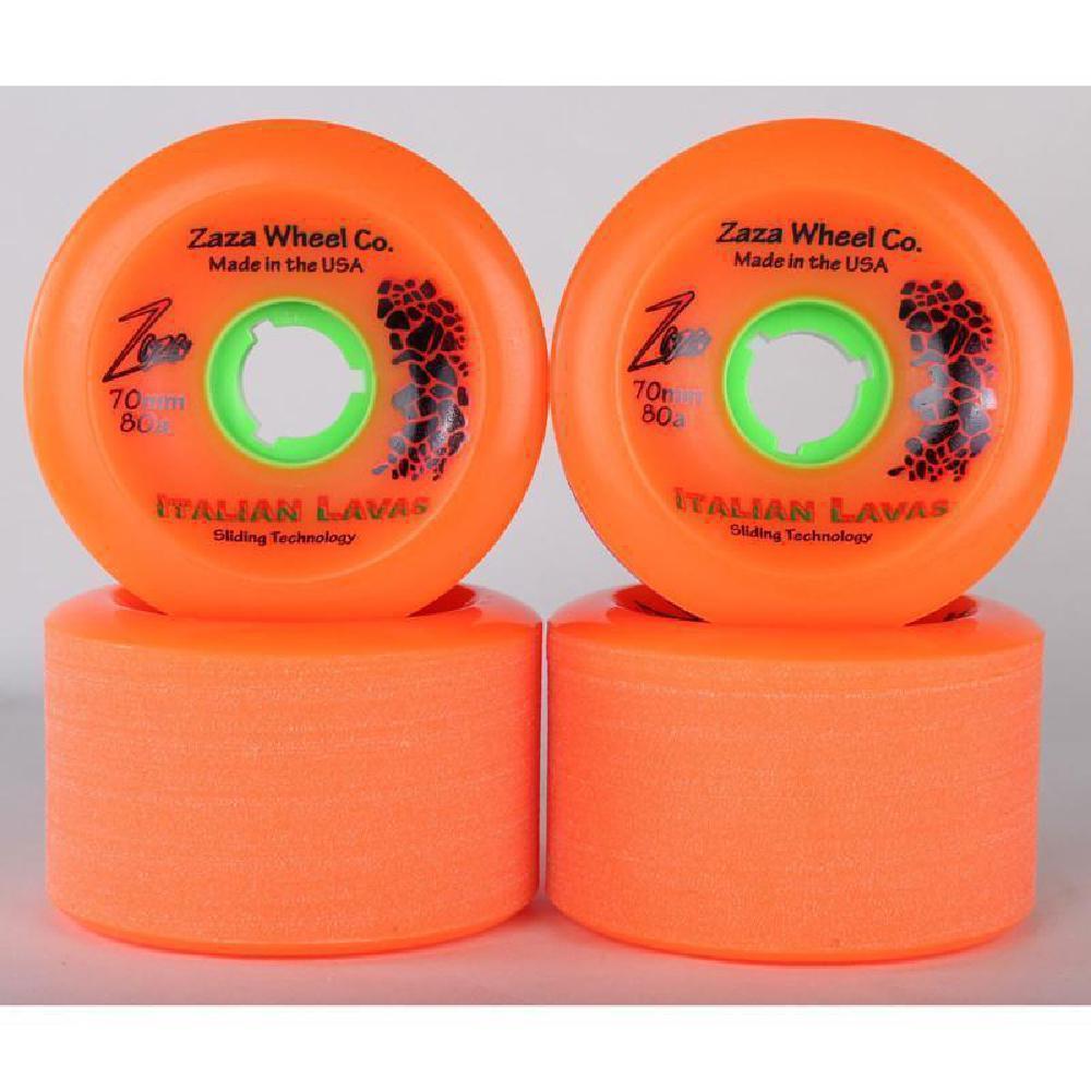 Longboard Sliding Wheels Zaza Orange Italian Lavas 70mm 80a - Longboards USA