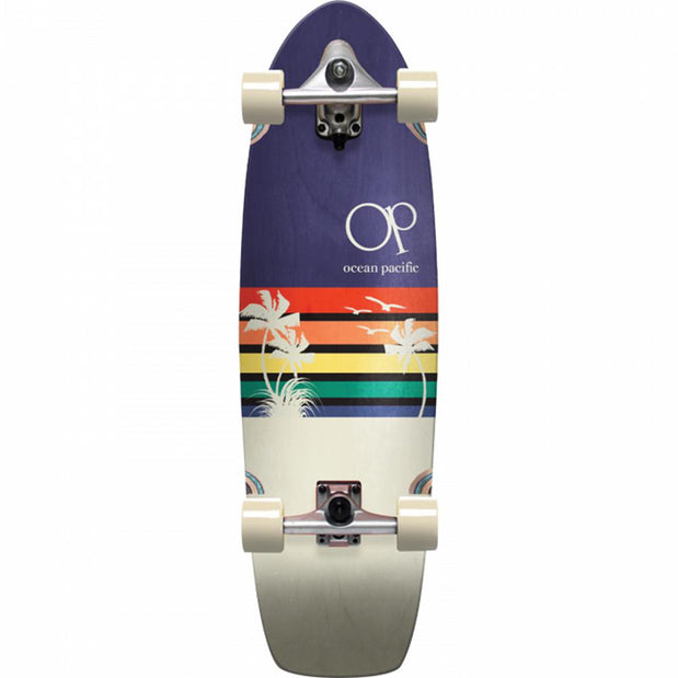 Ocean Pacific Sunset Navy/Off-White 33" Surfskate Cruiser Longboard - Longboards USA