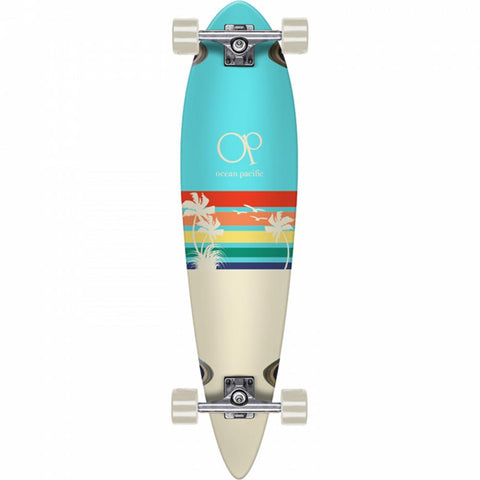 Ocean Pacific Sunset Teal/Off-White 40" Pintail Longboard - Longboards USA