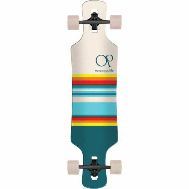 Ocean Pacific Swell Off-White/Teal 36" Drop Through Longboard - Longboards USA