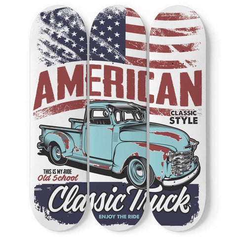 Old-school Style American Classic Truck  | Skateboard Wall Art, Mural & Skate Deck Art | Home Decor | Wall Decor - Longboards USA