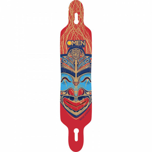 Omen Native American Mask 41.5" Drop Through with Kicktail Longboard Deck - Longboards USA