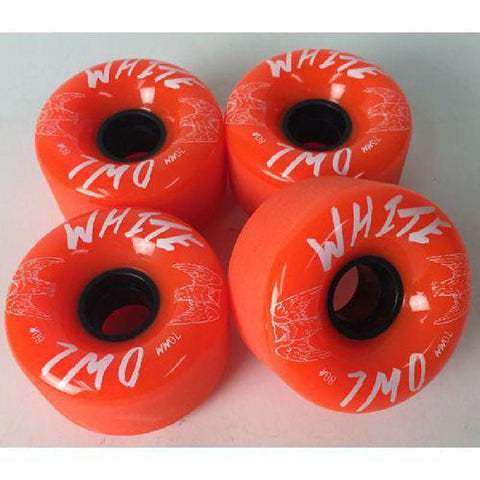 Orange Longboard Skateboard Wheels White Owl 70mm 80A Set - Longboards USA