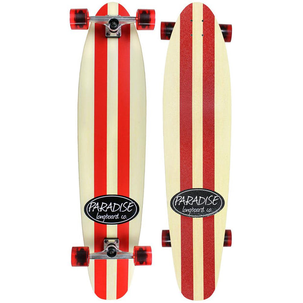 Paradise Red Pinstripe 44" Kicktail Longboard - Longboards USA