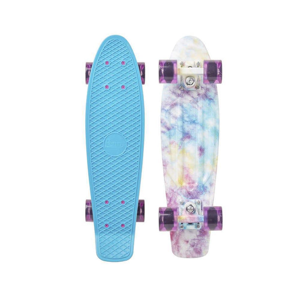 Penny Board 22" Cracked Dye Blue Tie Dye Skateboard - Longboards USA