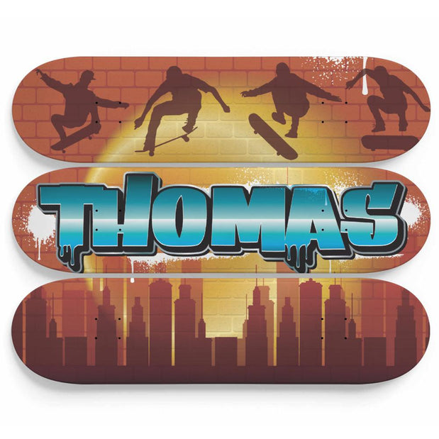 Personalized Astounding Skateboarding City Skateboard Wall Art - Longboards USA