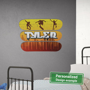 Personalized Child Name Graffiti City Skateboard Wall Decor - Longboards USA