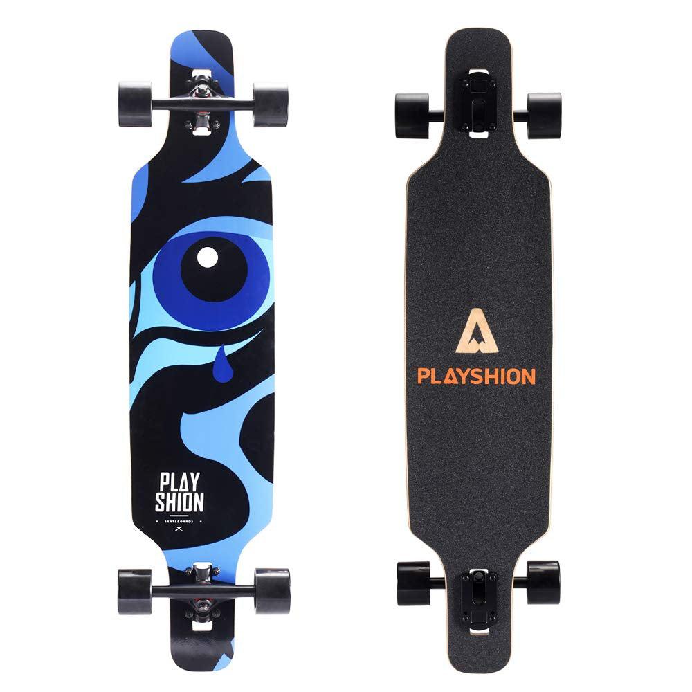 Playshion Blue Tear 39" Drop Through Freestyle Longboard Skateboard - Longboards USA