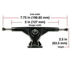 Punked 125mm - Solid Black Skateboard Trucks | Set of 2 - Longboards USA