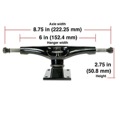 Punked 150mm - Black Skateboard Trucks | Set of 2 - Longboards USA