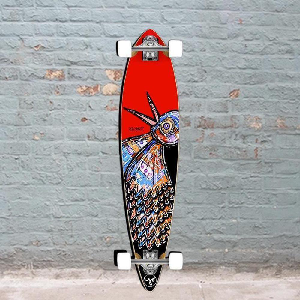 Longboard Red Punked Bird 40 inches Red Pintail Longboard – Longboards USA