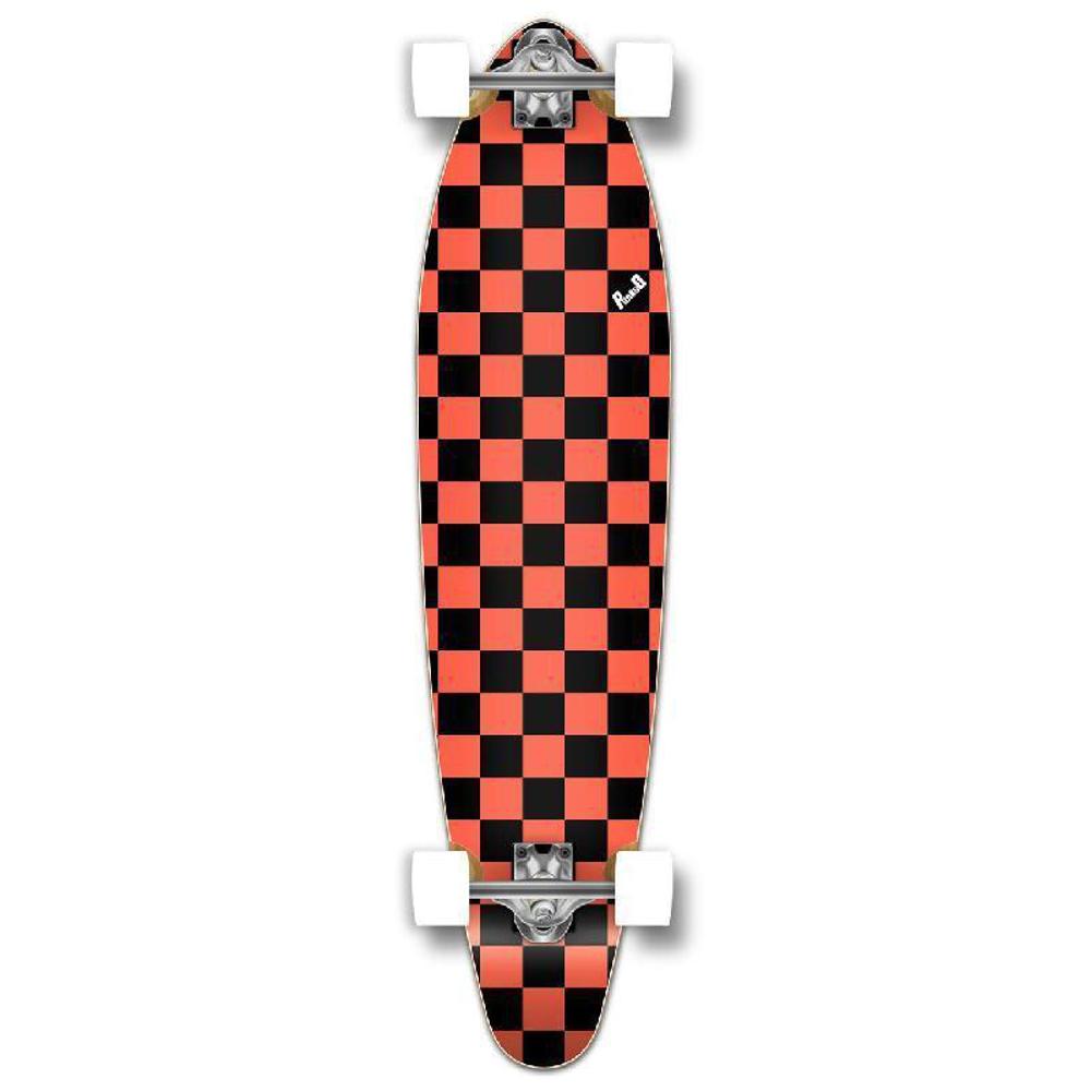 Punked Checkered Orange Kicktail 40" Longboard - Longboards USA