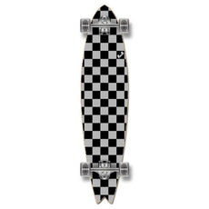 Punked Checkered Silver Fishtail Longboard - Longboards USA