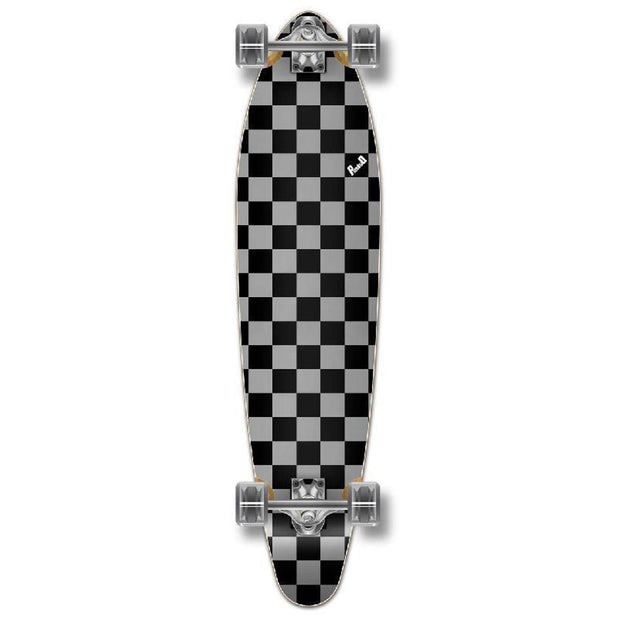 Punked Checkered Silver Kicktail Longboard - Longboards USA