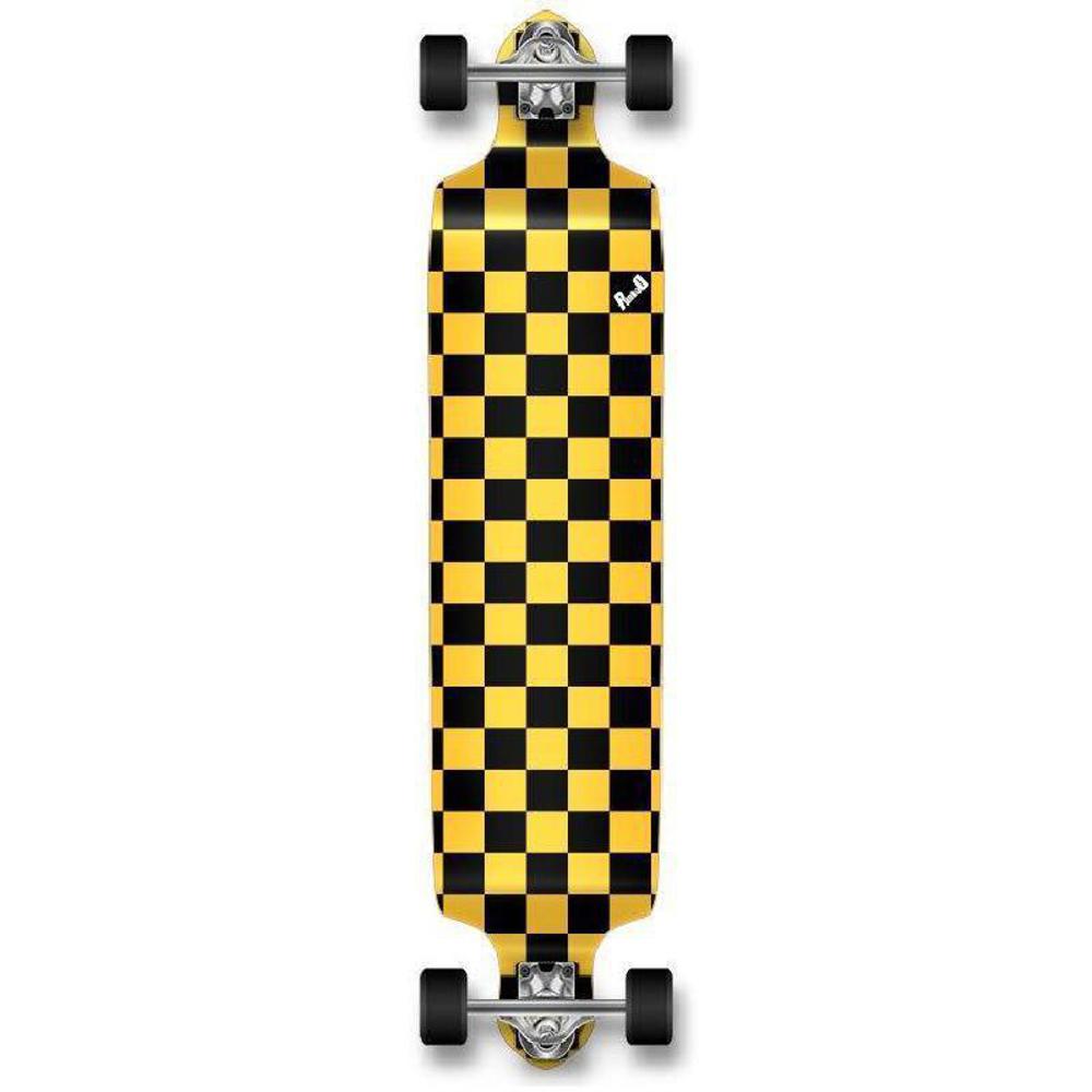 Punked Checkered Yellow Drop Down Downhill Longboard - Longboards USA