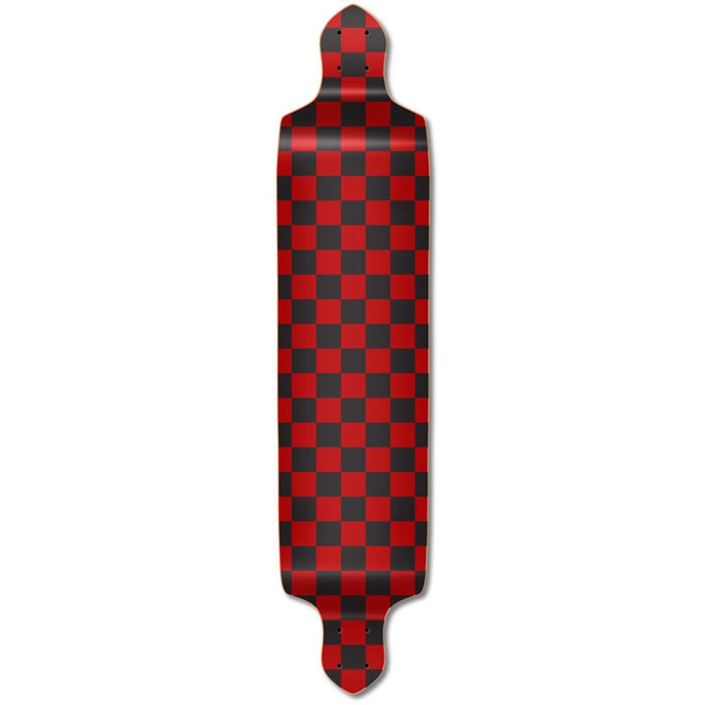 Punked Drop Down Longboard Deck - Checker Red - Longboards USA